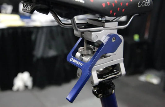 Closeup view of the BikeFit saddle changer tool