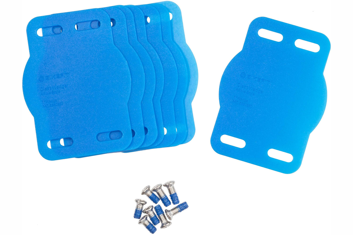 Cleat Wedge - Wahoo Speedplay Compatible Pack of 8 wedges and screws laid out flat