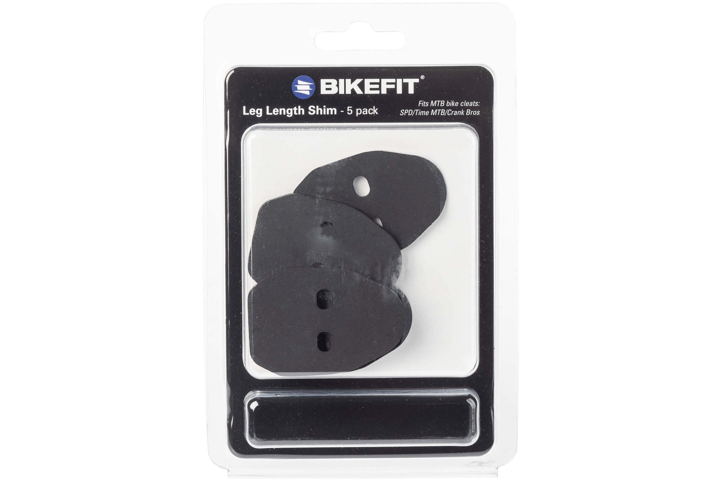 BikeFit Leg Length Shims for SPD/MTB - 5 shims shown in packaging