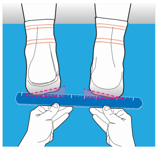 Digital illustration showing varus tilt being measured on a cyclist