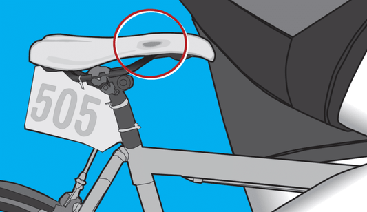 Illustration of bike saddle with wear on one side