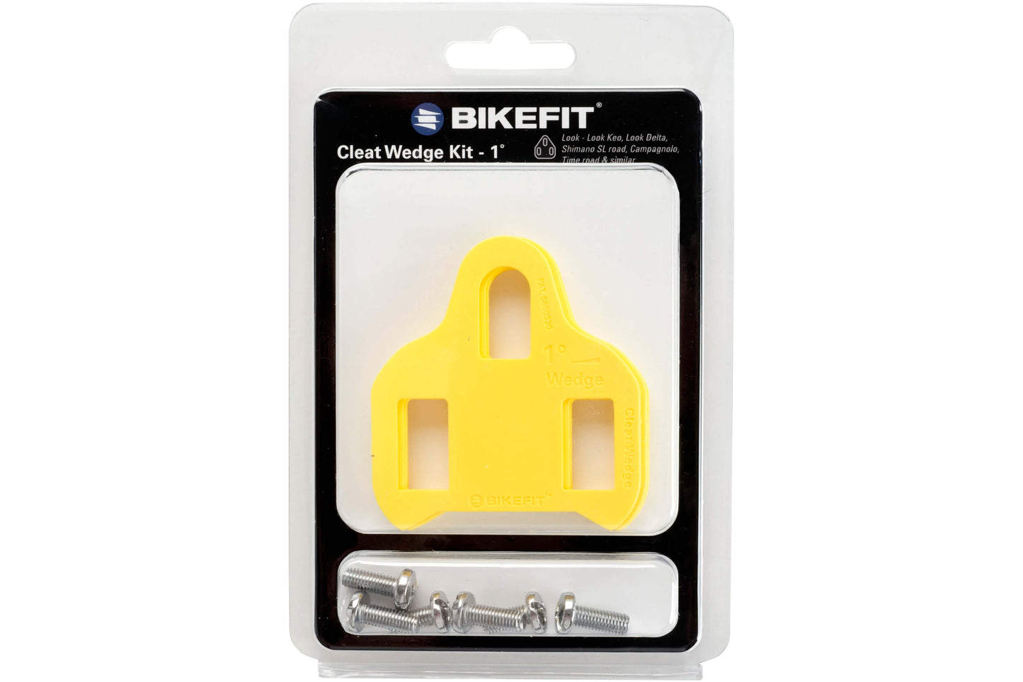 BikeFit Cleat Wedge Kit - Cleat Wedge - LOOK/Shimano Compatible, Shown in Packaging